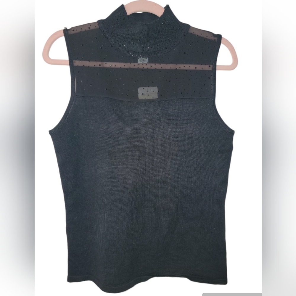 Carmen black sleeveless Embellished shell tank NWT size Large